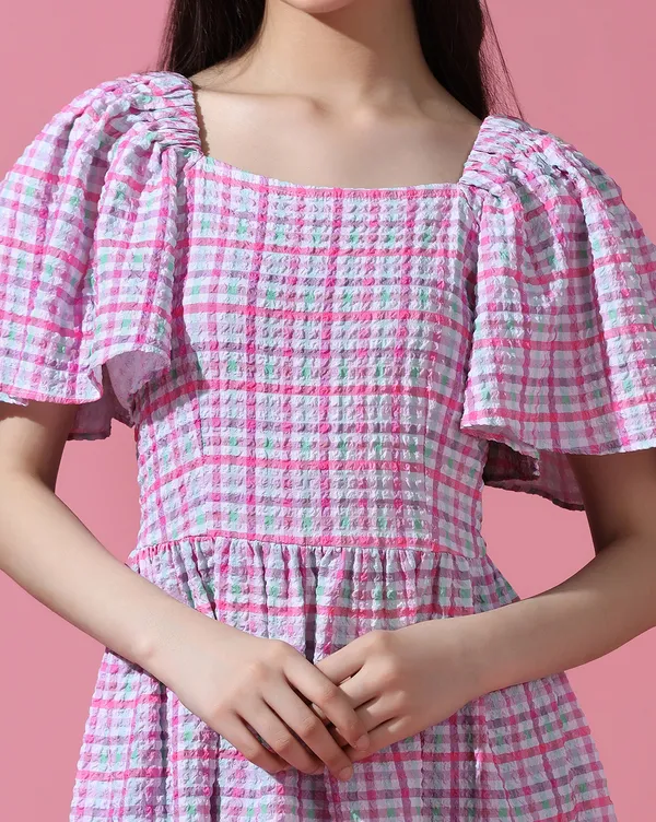 Girls_Checked_Shirt_Knee_Length_Dress_|_Pink