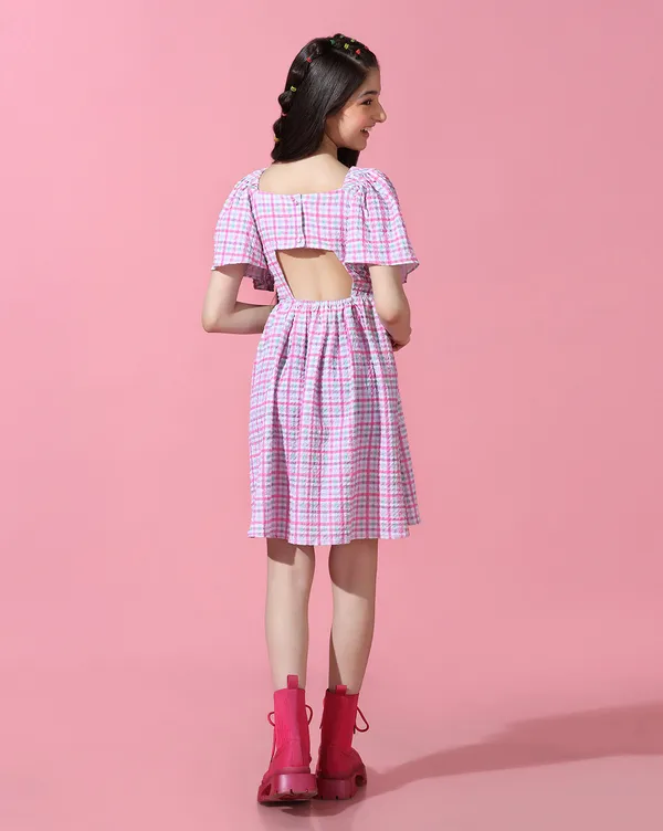 Girls_Checked_Shirt_Knee_Length_Dress_|_Pink