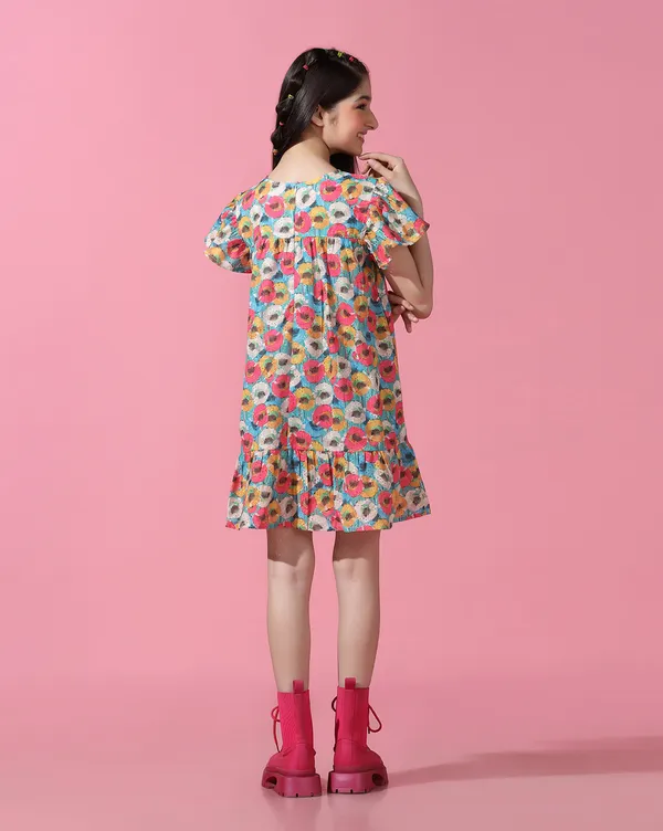 Multicolor_Round_neck_dress_|_Premium_cotton_Fabric_with_zipper