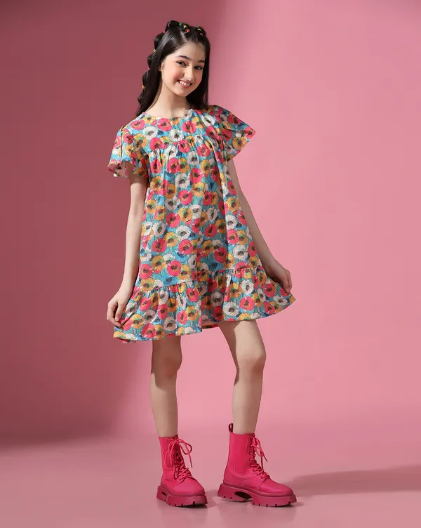 Multicolor_Round_neck_dress_|_Premium_cotton_Fabric_with_zipper