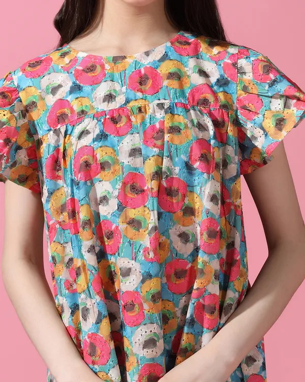 Multicolor_Round_neck_dress_|_Premium_cotton_Fabric_with_zipper