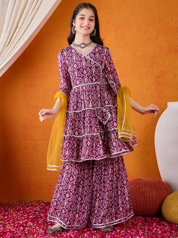Cherry_&_Jerry_Purple_Chinon_Silk_Kurta_Set_With_Dupatta