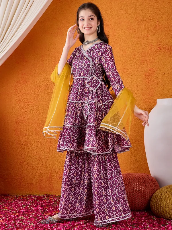 Cherry_&_Jerry_Purple_Chinon_Silk_Kurta_Set_With_Dupatta