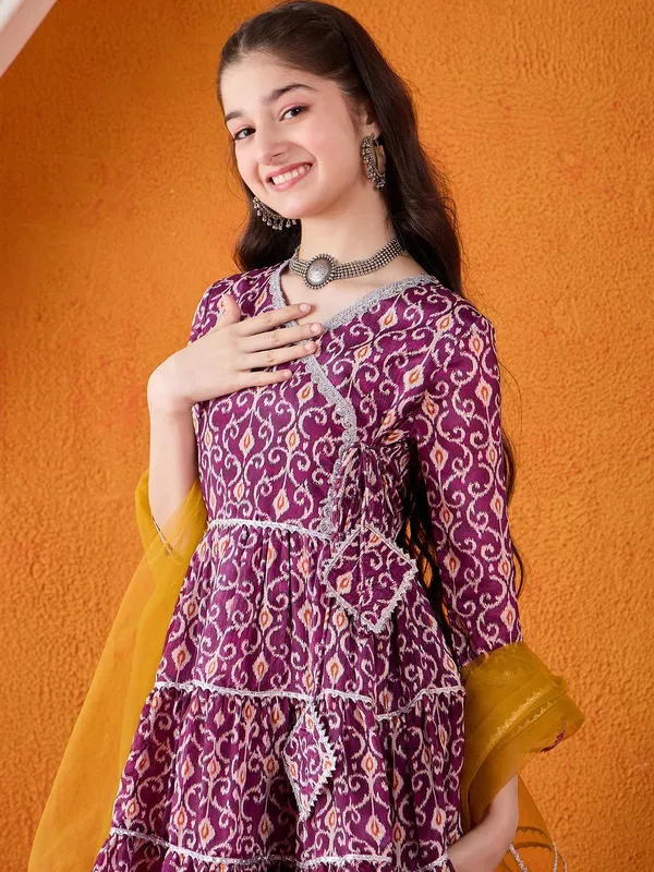 Cherry_&_Jerry_Purple_Chinon_Silk_Kurta_Set_With_Dupatta