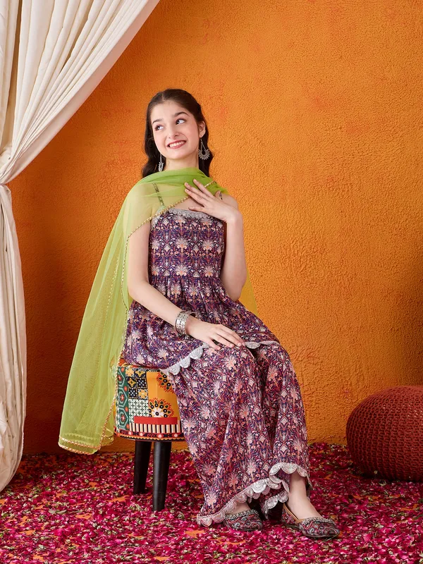 Cherry_&_Jerry_Purple_Chinon_Silk_Kurta_Set_With_Dupatta
