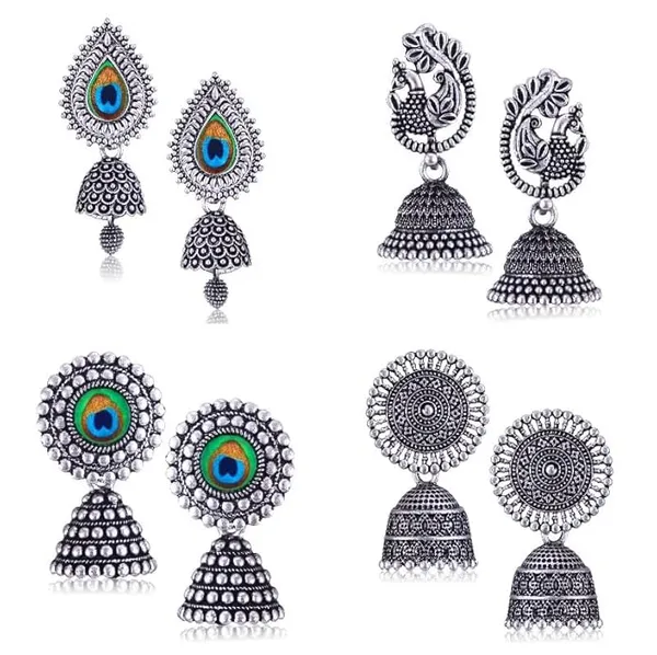 Earrings_for_women_fashion_jhumka_oxidised_Silver_Earrings_for_women_Combo_chandbali_pearl_stylish_Butterfly_jhumkas_traditional_Jhumki_Peacock_Earrings_For_girls_South_Temple_Ear_Rings_-M734