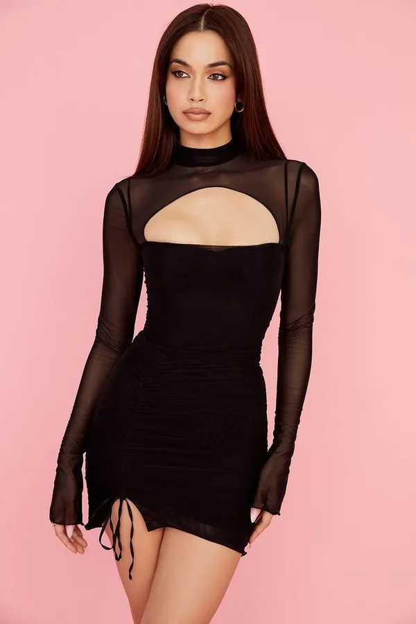 Premium_Black_Shadow_Play_Cutout_Mini_Western_Dress