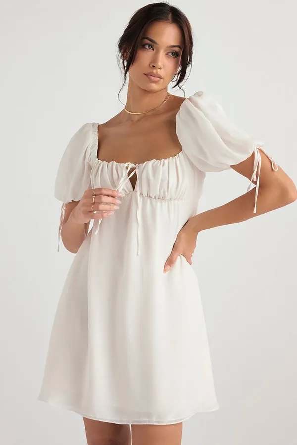 Charming Chic Fairy White Georgette Mini Dress Price in India - Buy ...