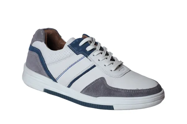 White_&_Grey_leather_Lace-up_Sneakers_for_Men