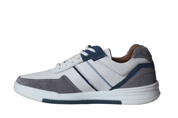 White_&_Grey_leather_Lace-up_Sneakers_for_Men