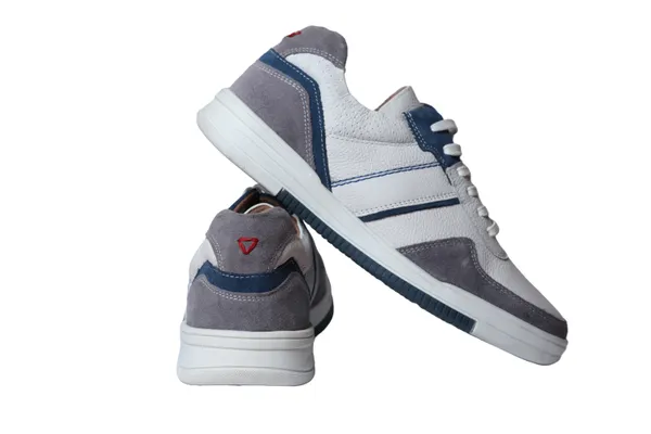 White_&_Grey_leather_Lace-up_Sneakers_for_Men