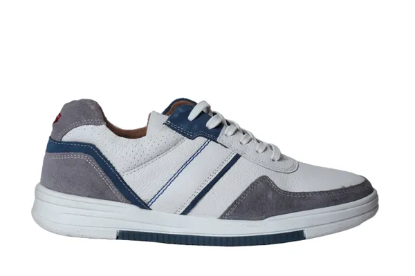 White_&_Grey_leather_Lace-up_Sneakers_for_Men