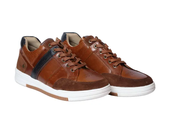 Tan_&_Navy_leather_Lace-up_Sneakers_for_Men