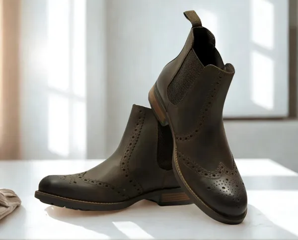 Brown_Genuine_Leather_Men's_brogue_Chelsea_Boots_For_Casual_&_Party_Wear
