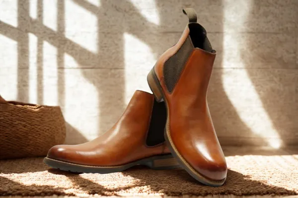 Tan_Genuine_Leather_Men's_Chelsea_Boots_For_Casual_&_Party_Wear