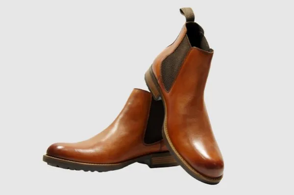 Tan_Genuine_Leather_Men's_Chelsea_Boots_For_Casual_&_Party_Wear
