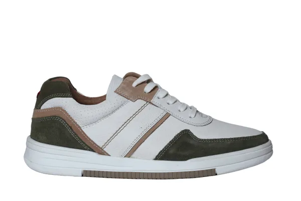 White_&_Olive_leather_Lace-up_Sneakers_for_Men