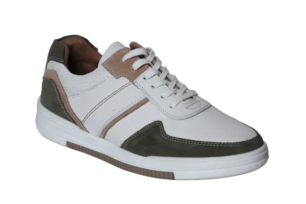 White_&_Olive_leather_Lace-up_Sneakers_for_Men