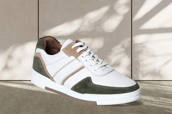 White_&_Olive_leather_Lace-up_Sneakers_for_Men