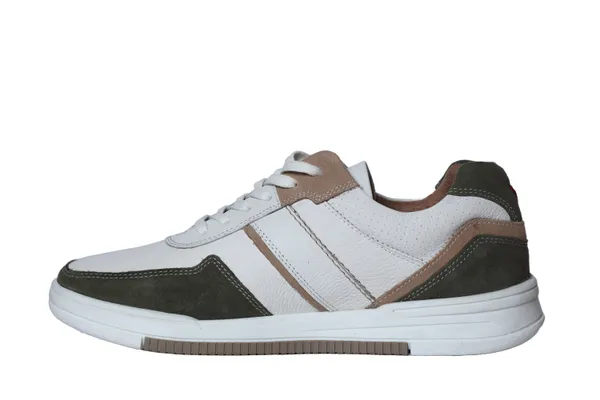 White_&_Olive_leather_Lace-up_Sneakers_for_Men