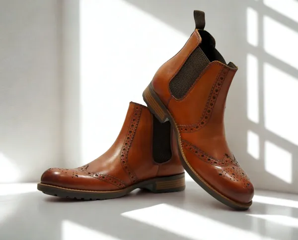 Tan_Genuine_Leather_Men's_brogue_Chelsea_Boots_For_Casual_&_Party_Wear