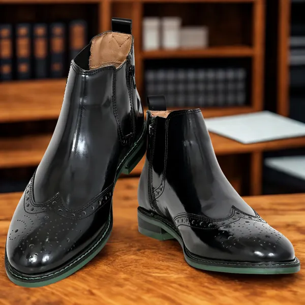 Black_Brush-Off_Leather_Brogues_Mid_Top_Blocked_Heel_Regular_Boots