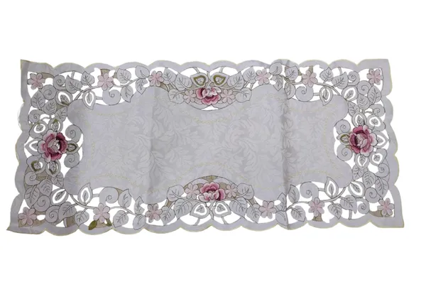 Attractive_Satin_Embroidery_Cutwork_Design_Center/Coffee_Table_Runner_(Size-33"_x_15"_Inches)