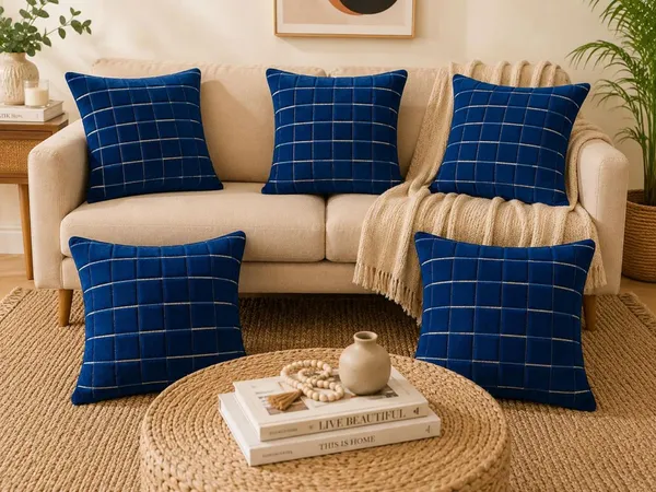 Designer_Velvet_Throw_Pillow_Cover_with_Modern_Windowpane_Pattern_Decorative_Cushion_Cover_for_Living_Room,_Pack_of_2_Pieces_|_Design-N_18Box_|_12x12_Inch._Brown_Color