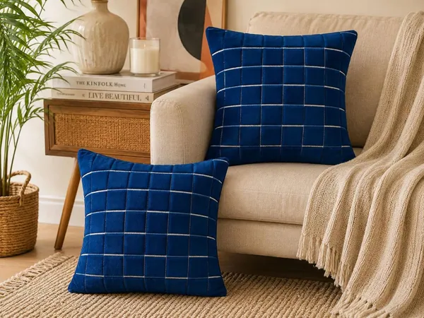 Designer_Velvet_Throw_Pillow_Cover_with_Modern_Windowpane_Pattern_Decorative_Cushion_Cover_for_Living_Room,_Pack_of_2_Pieces_|_Design-N_18Box_|_12x12_Inch._Brown_Color