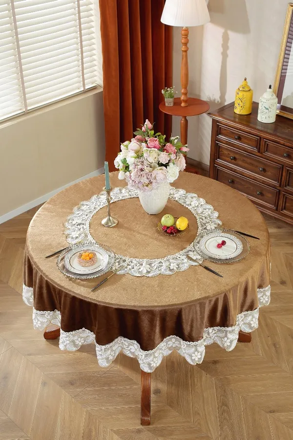 Elegant_Velvet_Lace_Embroidery_Design,_4_Seater_Round_Dining_Table_Cover_(Size-60"_Inches_Round)