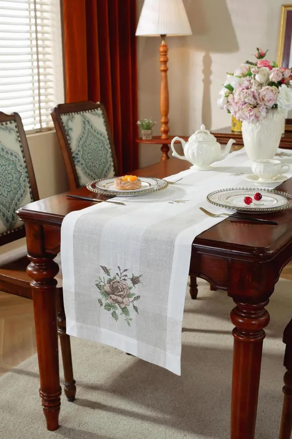 Beautiful_Linen_Floral_Cross_Stitch_Embroidery_Design_Rectangular_Dining_Table_Runner_(Size-70"_x_15"_Inches)
