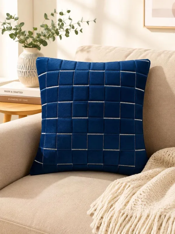 Designer_Velvet_Throw_Pillow_Cover_with_Modern_Windowpane_Pattern_Decorative_Cushion_Cover_for_Living_Room,_Pack_of_1_Piece_|_Design-N_18Box_|_12x12_Inch._Blue_Color