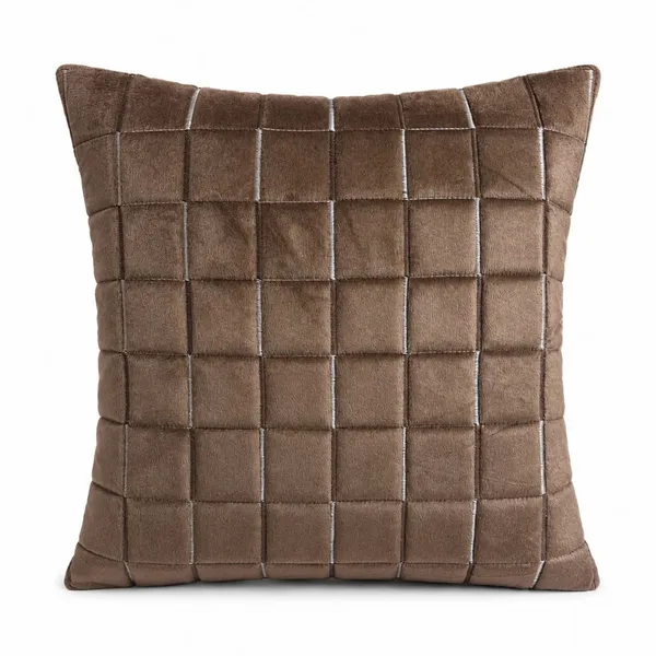 Designer_Velvet_Throw_Pillow_Cover_with_Modern_Windowpane_Pattern_Decorative_Cushion_Cover_for_Living_Room,_Pack_of_1_Piece_|_Design-N_18Box_|_12x12_Inch._Brown_Color