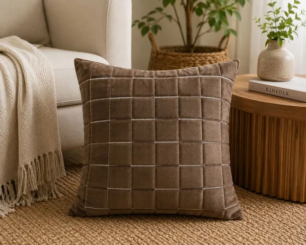 Designer_Velvet_Throw_Pillow_Cover_with_Modern_Windowpane_Pattern_Decorative_Cushion_Cover_for_Living_Room,_Pack_of_1_Piece_|_Design-N_18Box_|_12x12_Inch._Brown_Color