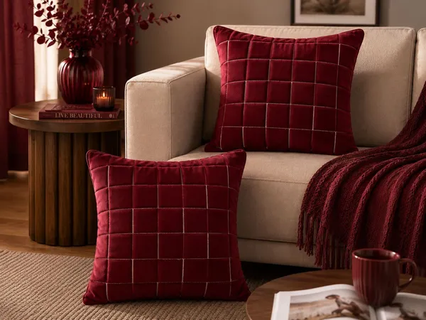 Designer_Velvet_Throw_Pillow_Cover_with_Modern_Windowpane_Pattern_Decorative_Cushion_Cover_for_Living_Room,_Pack_of_1_Piece_|_Design-N_18Box_|_12x12_Inch._Maroon_Color