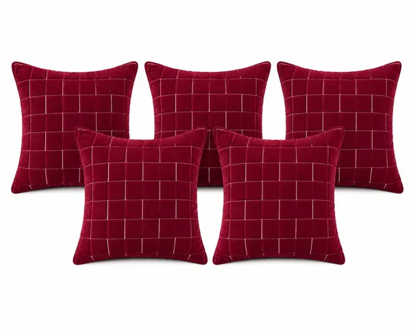 Designer_Velvet_Throw_Pillow_Cover_with_Modern_Windowpane_Pattern_Decorative_Cushion_Cover_for_Living_Room,_Pack_of_2_Pieces_|_Design-N_18Box_|_12x12_Inch._Maroon_Color