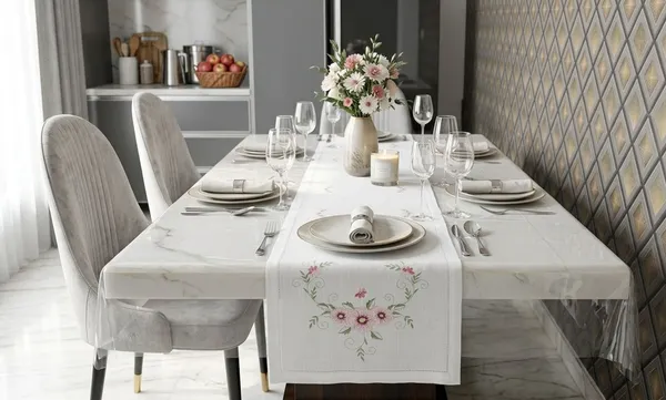 MONKDECOR_Embroidered_Floral_Table_Runner_for_Dining_Table,_Premium_Fabric_Decorative_Table_Runner_with_Elegant_Flower_Embroidery_for_Home,_Kitchen,_Dining_Room_&_Festive_Decor_|15x70_Inches,_Pink_Flower