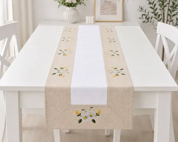 MONKDECOR_Embroidered_Floral_Table_Runner_for_Dining_Table,_Premium_Fabric_Decorative_Table_Runner_with_Elegant_Flower_Embroidery_for_Home,_Kitchen,_Dining_Room_&_Festive_Decor_|15x70_Inches,_Yellow_Flower