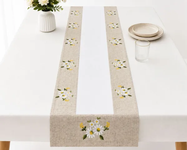MONKDECOR_Embroidered_Floral_Table_Runner_for_Dining_Table,_Premium_Fabric_Decorative_Table_Runner_with_Elegant_Flower_Embroidery_for_Home,_Kitchen,_Dining_Room_&_Festive_Decor_|15x70_Inches,_Yellow_Flower
