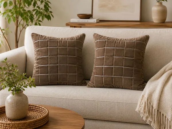 Designer_Velvet_Throw_Pillow_Cover_with_Modern_Windowpane_Pattern_Decorative_Cushion_Cover_for_Living_Room,_Pack_of_2_Pieces_|_Design-N_18Box_|_16x16_Inch._Brown_Color