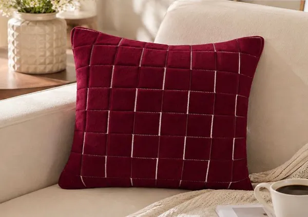 Designer_Velvet_Throw_Pillow_Cover_with_Modern_Windowpane_Pattern_Decorative_Cushion_Cover_for_Living_Room,_Pack_of_1_Piece_|_Design-N_18Box_|_16x16_Inch._Maroon_Color
