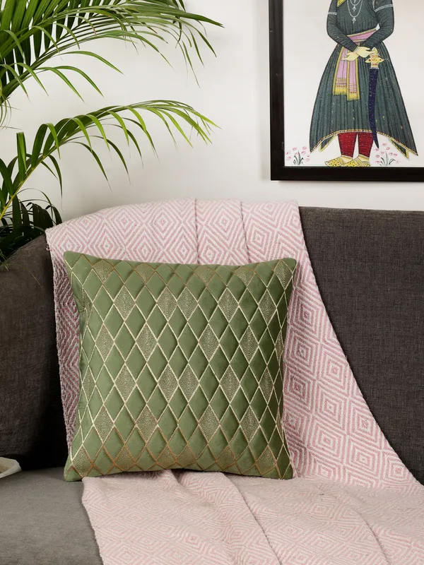 Modern_Diamond_Shaped_Golden_Thread_Embroidery_Design_Velvet_Cushion_Covers,_Pack_of_1_Piece_(12x12_inch.)_Green_Color