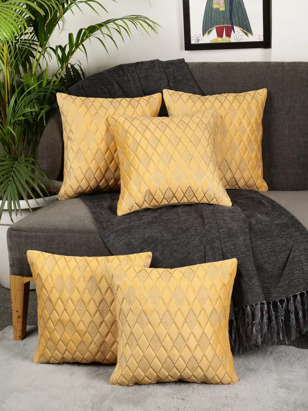 Modern_Diamond_Shaped_Golden_Thread_Embroidery_Design_Velvet_Cushion_Covers,_Pack_of_5_Piece_(12x12_inch.)_Yellow_Color