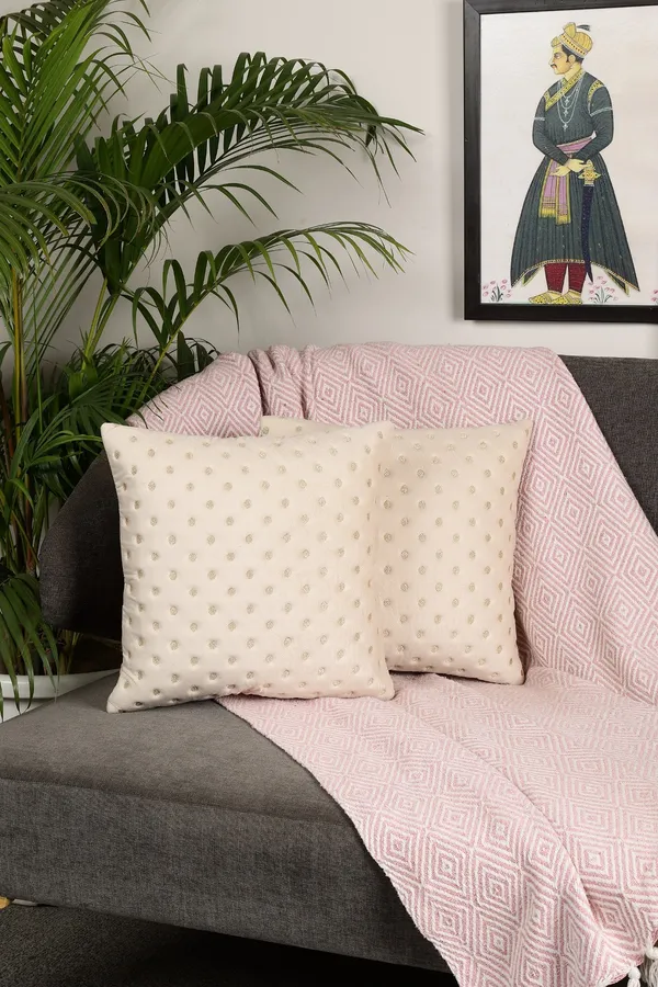 Modern_Dot_Design_Velvet_Cushion_Covers,_Pack_of_2_Piece_(12x12_inch.)_Cream_Color