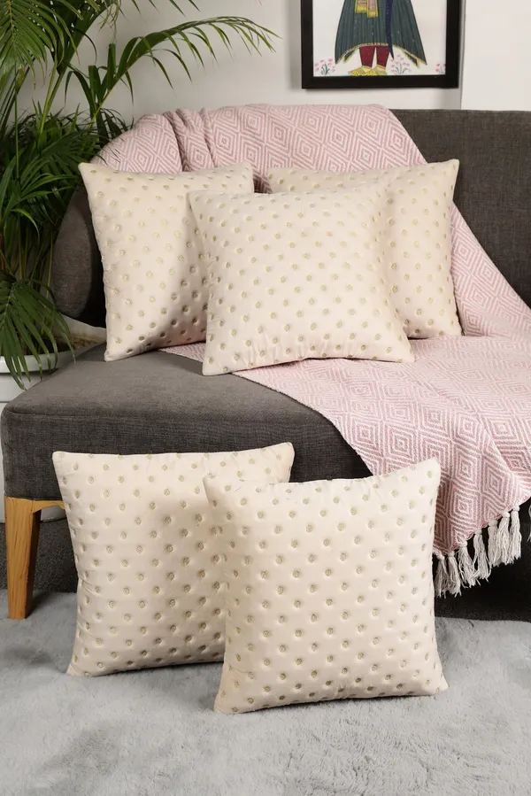 Modern_Dot_Design_Velvet_Cushion_Covers,_Pack_of_5_Piece_(12x12_inch.)_Cream_Color