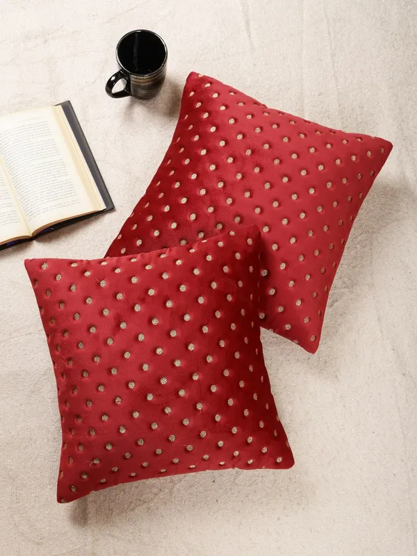 Modern_Dot_Design_Velvet_Cushion_Covers,_Pack_of_5_Piece_(12x12_inch.)_Maroon_Color