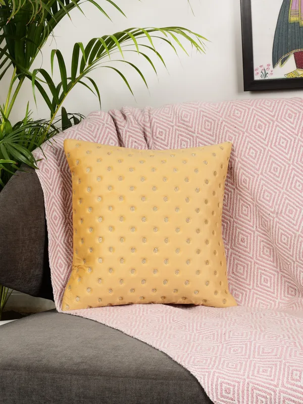 Modern_Dot_Design_Velvet_Cushion_Covers,_Pack_of_1_Piece_(12x12_inch.)_Yellow_Color