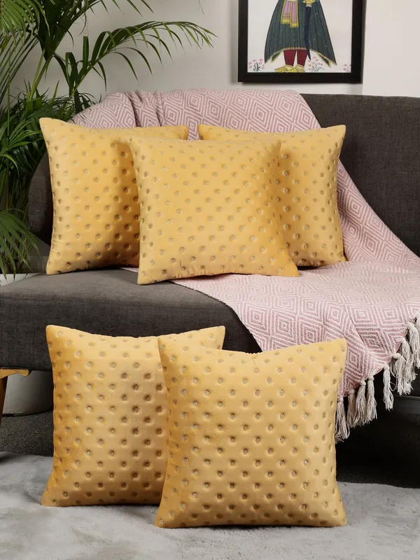 Modern_Dot_Design_Velvet_Cushion_Covers,_Pack_of_5_Piece_(12x12_inch.)_Yellow_Color
