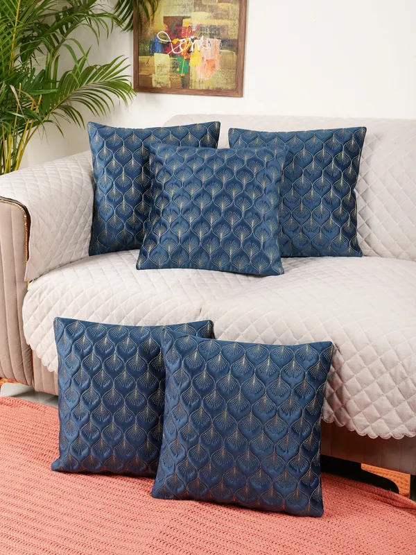 Elegant_Feather_Design_Velvet_Cushion_Covers,_Pack_of_5_Piece_(12x12_inch.)_Blue_Color