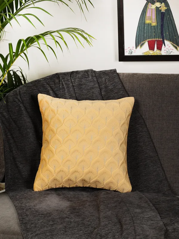 Elegant_Feather_Design_Velvet_Cushion_Covers,_Pack_of_1_Piece_(12x12_inch.)_Yellow_Color